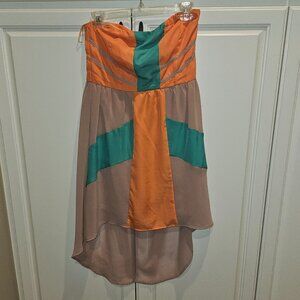 High low color block summer dress